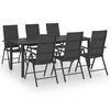 vidaXL Set da Pranzo da Giardino 7 pz Nero