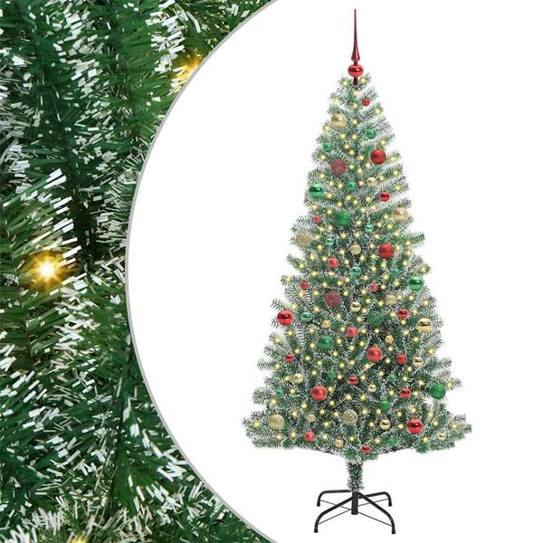 vidaXL Albero di Natale Artificiale Imbiancato con Luci LED 180 cm