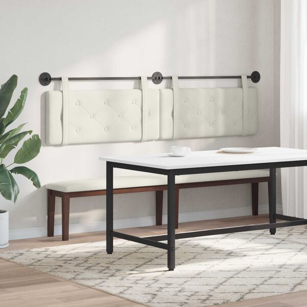 vidaXL Testata appesa Montaggio a parete Crema 210 x 55 x 5 cm Velluto