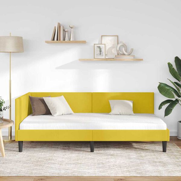 vidaXL Cornice del letto ad angolo Giallo 90 cm x 200 cm Velluto