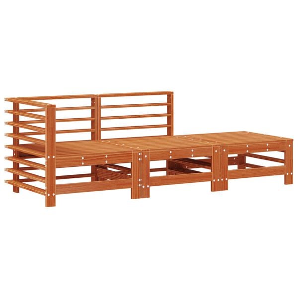 vidaXL Unit&agrave; Divano Sezionale 3 Pezzo Marrone Cera