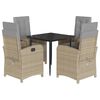 vidaXL Set Pranzo da Giardino 5 pz con Cuscini Beige Misto Polyrattan