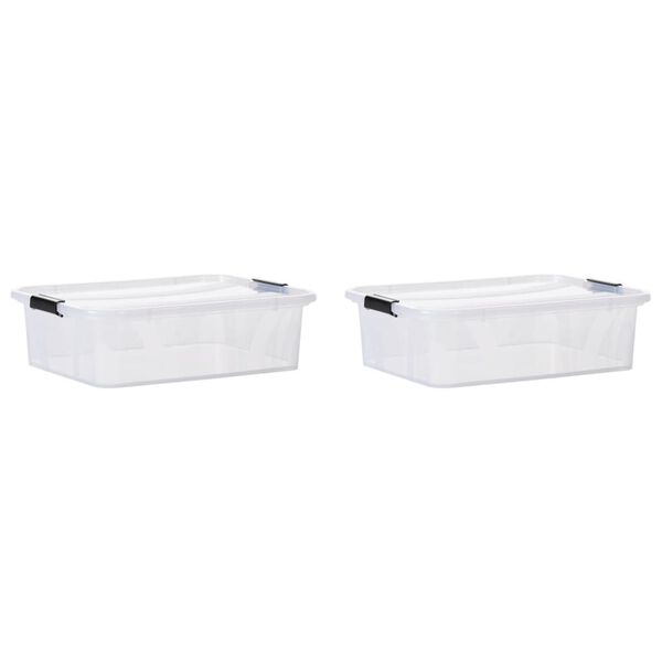 vidaXL Scatole Trasparenti Portaoggetti con Coperchio 2 pz da 21 L
