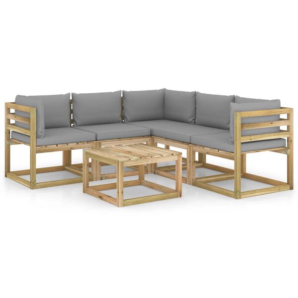 vidaXL Set Divani da Giardino 6 pz con Cuscini Grigi