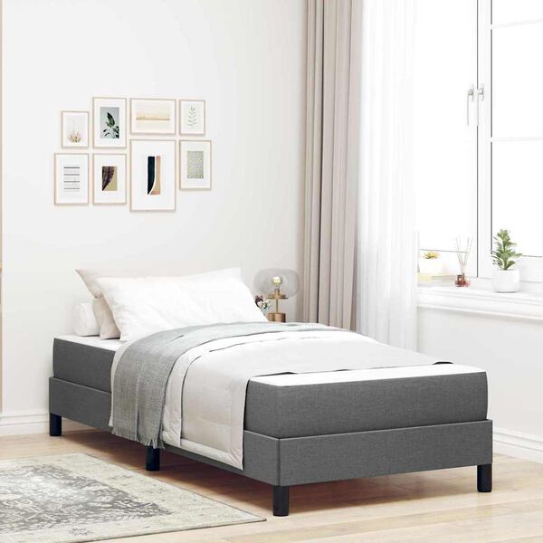 vidaXL Letto a molle con materasso Grigio scuro 80 x 200 cm Tessuto