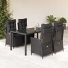 vidaXL Set da Pranzo da Giardino 5 pz Nero con Cuscini in Polyrattan
