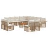 vidaXL Set di divani da esterno 14 pcs Naturale e Bianco Crema