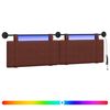 vidaXL Testiera sospesa Con luce LED Marrone Lucido PU Antico
