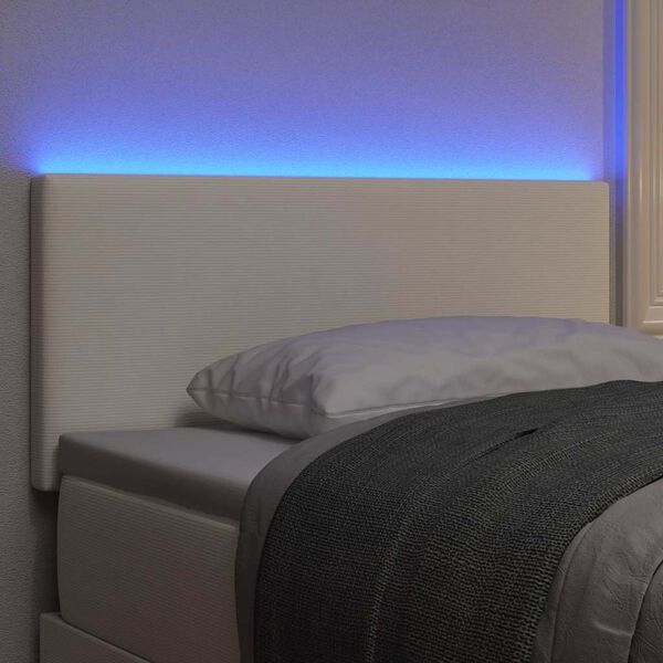 vidaXL Testiera LED con luci a strisce a LED Crema 100 cm Poliestere