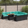 vidaXL Set Divani da Giardino 11 pz con Cuscini in Polyrattan Nero