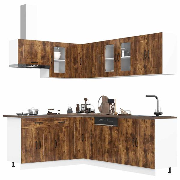 vidaXL Set Mobili da Cucina 11 pz Kalmar Rovere Fumo Legno Multistrato