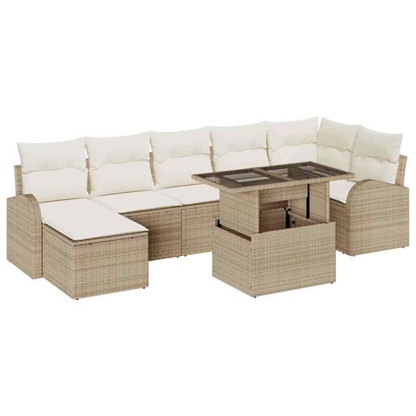 vidaXL Set Divano da Giardino 8 pcs Beige e Crema polyrattan