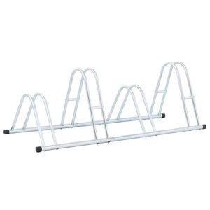 vidaXL Supporto per 4 Bici da Pavimento Autoportante Acciaio Zincato