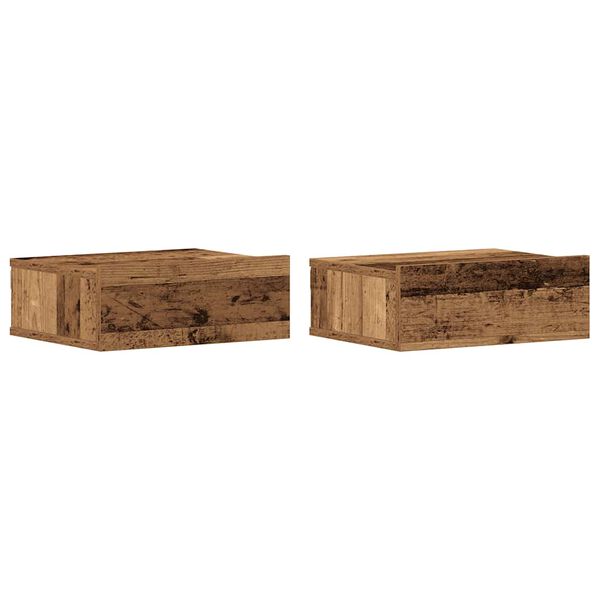 vidaXL Comodini Pensili 2pz Legno Antico 40x32x15 cm Legno Multistrato