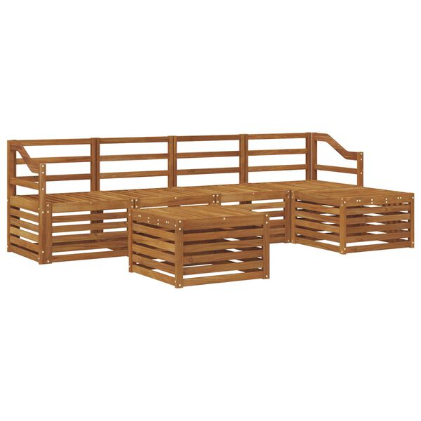 vidaXL Set divani 6 pcs Naturale Legno di Acacia Massello