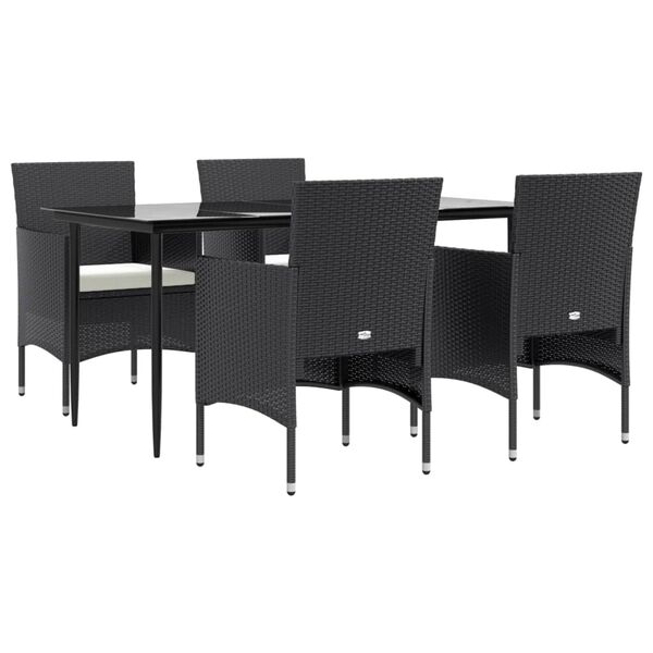 vidaXL Set da Pranzo da Giardino 5 pz con Cuscini Nero