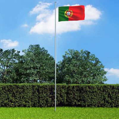 vidaXL Bandiera del Portogallo con Pennone in Alluminio 4 m