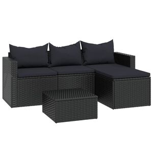 vidaXL Set Divani da Giardino Nero in Polyrattan