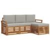 vidaXL Set di divani da esterno 4 pcs Grigio Naturale e Chiaro
