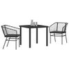 vidaXL Set da Pranzo per Giardino 3 pcs Nero polyrattan