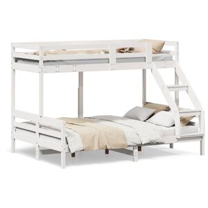 vidaXL Letto a Castello 90x200/140x200cm Bianco Legno Massello di Pino