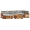 vidaXL Set di divani da esterno 7 pz Grigio Naturale e Chiaro