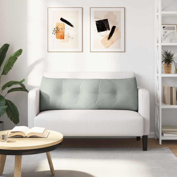 vidaXL Cuscino per Schiena Grigio chiaro 140 x 24 x 50 cm Velluto