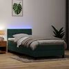 vidaXL Letto a Molle con Materasso e LED Verde Scuro 90x210 cm Velluto