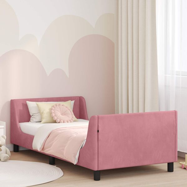 vidaXL Struttura letto bambini con testata Rosa 90 x 190 cm Velluto