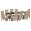 vidaXL Set da Pranzo per Giardino con cuscino 9 pcs Beige polyrattan