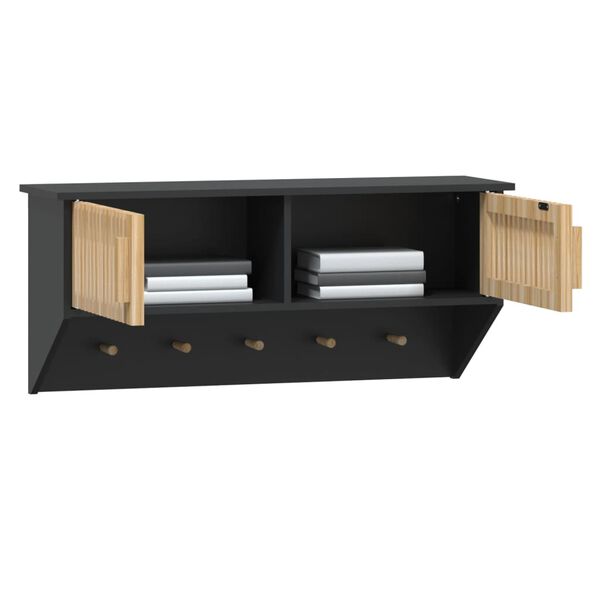 vidaXL Armadietto Parete con Ganci Nero 80x24x35,5cm Legno Multistrato