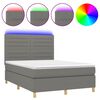 vidaXL Letto a Molle Materasso e LED Grigio Scuro 140x200cm in Tessuto