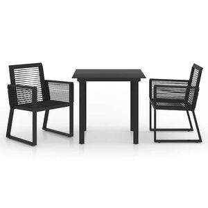 vidaXL Set da Pranzo da Giardino 3 pz in Rattan PVC Nero