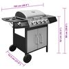 vidaXL Barbecue e Griglia a Gas 4+1 Fornelli Nero e Argento