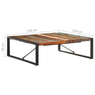 vidaXL Tavolino da Caffè 120x120x40 cm in Legno Massello di Recupero