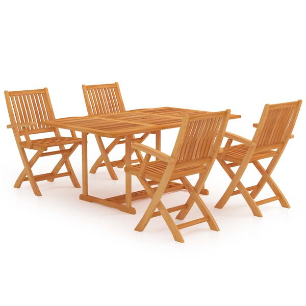 vidaXL Set da Pranzo da Giardino 5 pz in Legno Massello di Teak