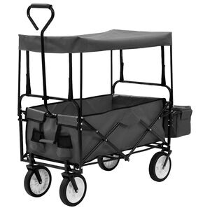 vidaXL Carrello Pieghevole a Mano con Tettuccio in Acciaio Grigio