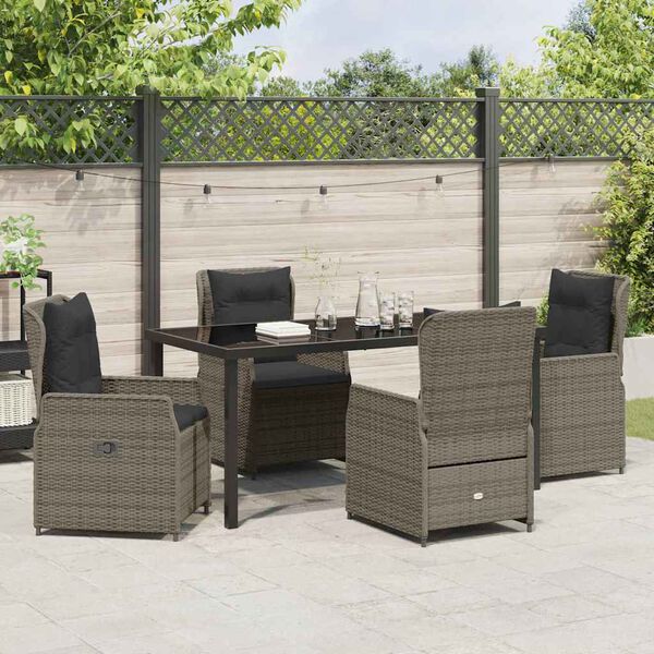 vidaXL Set da Pranzo per Giardino 5 pcs Grigio polyrattan
