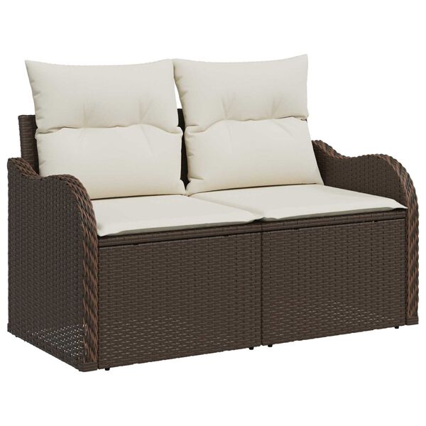 vidaXL Set Divano da Giardino Marrone polyrattan