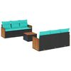vidaXL Set Divani da Giardino 7 pz con Cuscini Nero in Polyrattan