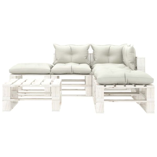 vidaXL Set Divani da Giardino Pallet 6 pz con Cuscini Beige in Legno