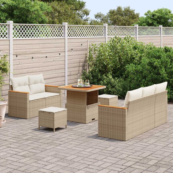 vidaXL Set Divano da Giardino 10 pcs Beige e Crema polyrattan