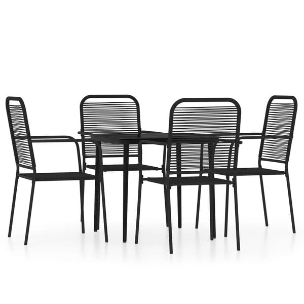 vidaXL Set Mobili da Pranzo per Giardino 5 pz Nero