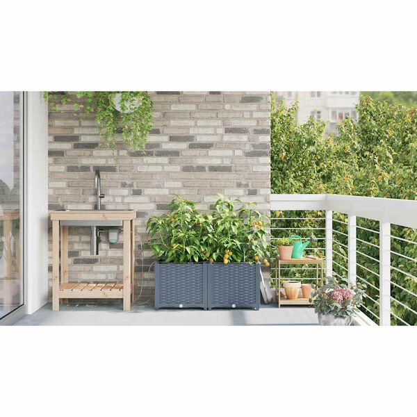 vidaXL Vaso da giardino 2 pcs Grigio Chiaro Acciaio