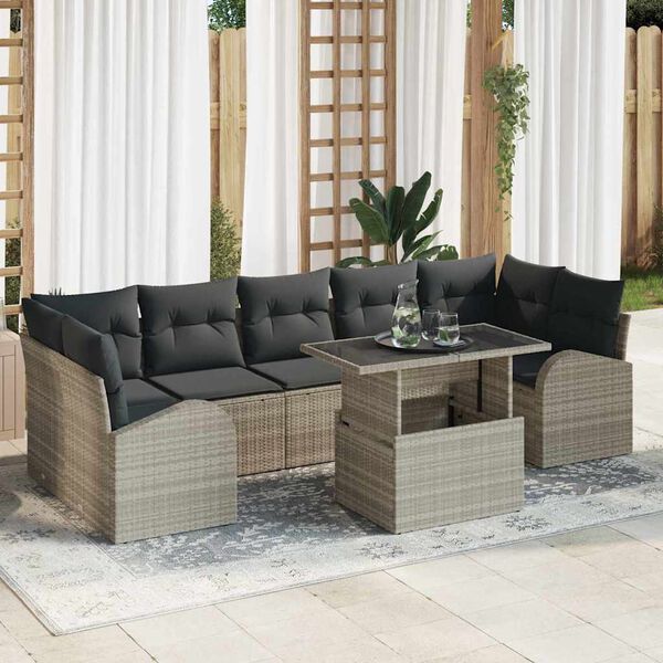 vidaXL Set Divano da Giardino con cuscino 8 pcs Grigio chiaro