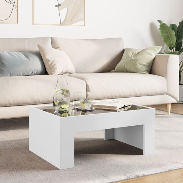 vidaXL Tavolino da Salotto con LED Infinity Bianco 70x50x30 cm