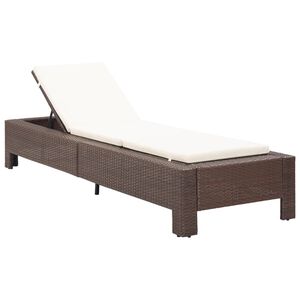 vidaXL Lettino Prendisole con Cuscino Marrone in Polyrattan