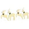 vidaXL Renne LED 4 pz Oro 45 x 19 x 65 cm Tessuto