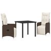 vidaXL Set da Pranzo per Giardino 3 pz Marrone polyrattan