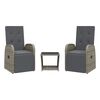 vidaXL Set da Pranzo da Giardino 3 pz con Cuscini in Polyrattan Grigio